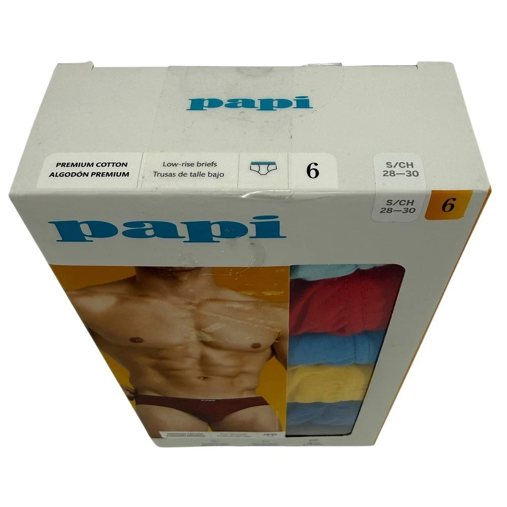 Papi‎ Mens 6-Pack Premium Cotton Low-Rise Briefs Multicolor Size Small  NEW